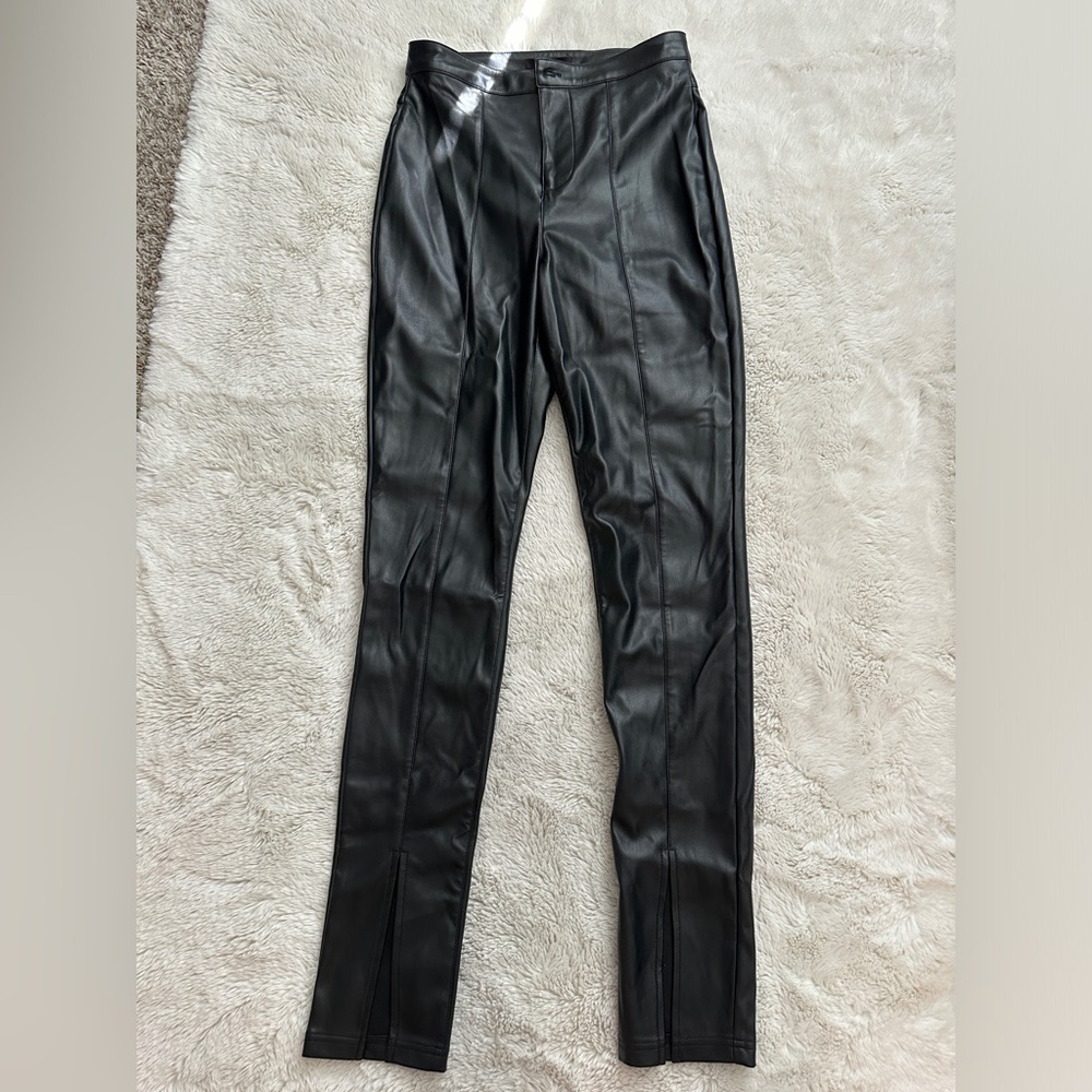 Forever 21 Black Leather Pants with Slit